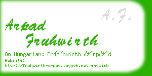 arpad fruhwirth business card